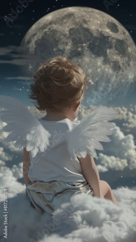 baby angel sitting on a cloud.