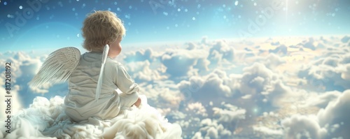 baby angel sitting on a cloud.