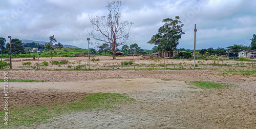 rancho de cavalos com árvores e areia em Florianópolis, Brasil photo