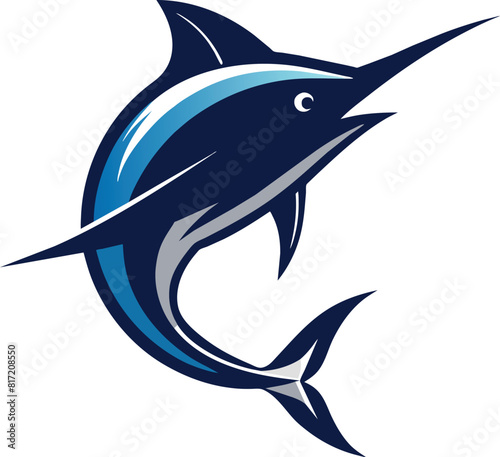 A colorful swordfish jumps in an angle