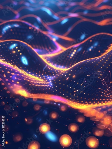 abstract futuristic background with gold PINK blue glowing neon moving high speed wave lines and bokeh lights. Data transfer concept Fantastic wallpaper