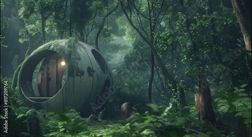 capsule house in the forest footage photo