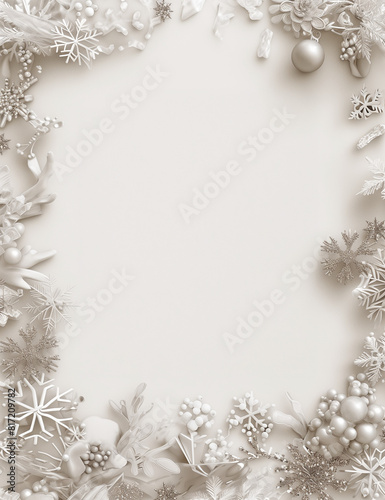 Winter Wonderland Letter Frame- Printable stationery - Letter frame, Decorative border - Border design, Central blank area - Space for Text