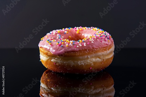 Delectable donut treasures on dark mysterious surface photo