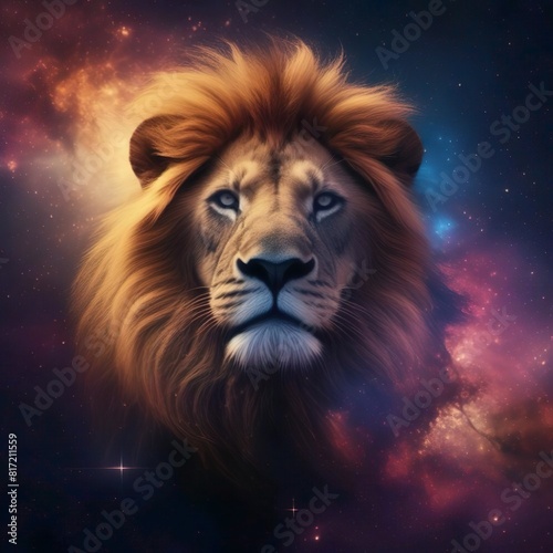 Majestic Cosmic Lion: A Celestial Creature with a Starry Mane © iLegal Tech