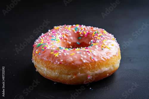 Delightful donut pleasures on dark inky background