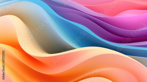 Abstract wavy pattern in vibrant orange and blue hues. Abstract artwork with colorful waves that appear to be flowing and swirling across the background. Dynamic background for modern design. AIG35.