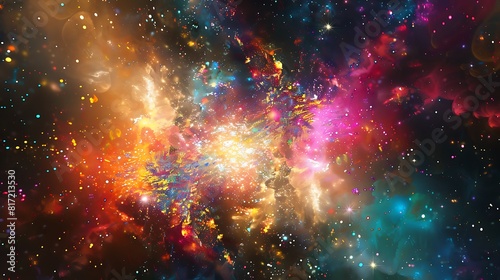 Vibrant fireworks bursting in the night sky  painting it with a kaleidoscope of colors.