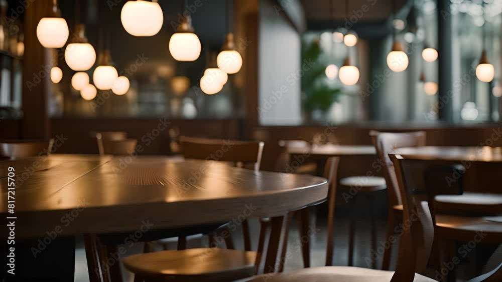 Empty Restaurant With Wooden Tables and Chairs Generative AI Empty Restaurant With Wooden Tables and Chairs Generative AI