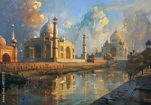 Create paintings of world-renowned landmarks like the Eiffel Tower  Great Wall of China  Taj Mahal  and Machu Picchu  emphasizing their unique histories and cultural significance.