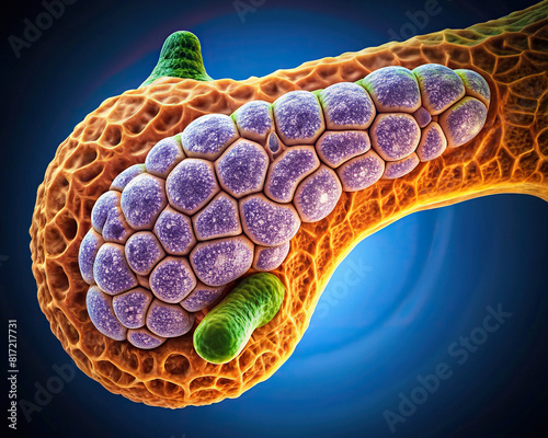 Macro photograph of the pancreas, highlighting its islets of Langerhans photo