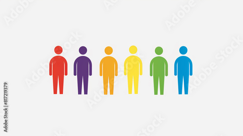 Wallpaper Mural Rainbow-colored human figures stand side by side Torontodigital.ca