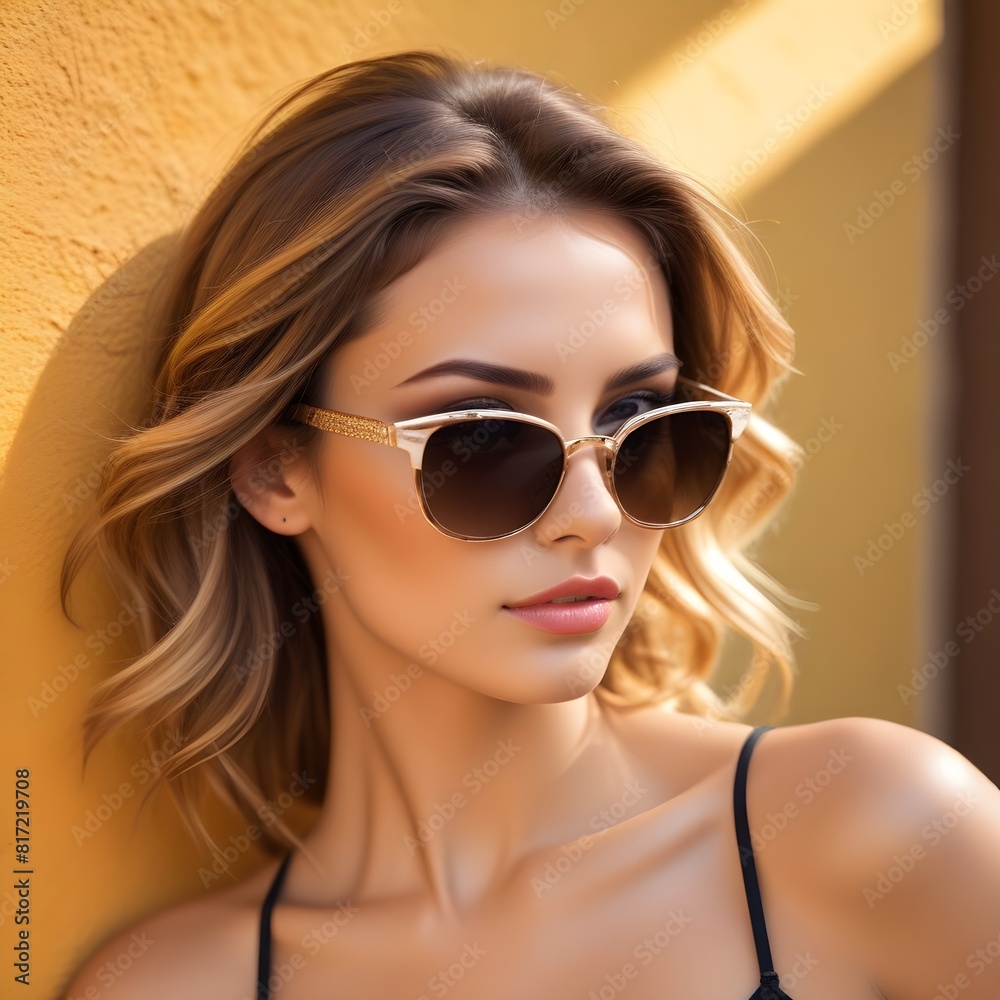 A young beautiful model woman in sunglasses A young beautiful model woman in sunglasses