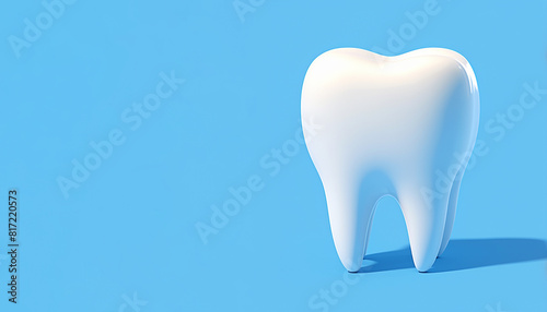 3d rendered tooth on blue background dental health concept