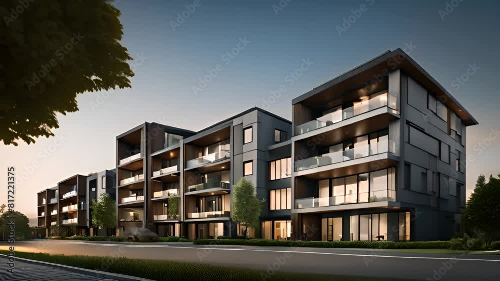 Apartment Building at Dusk Generative AI