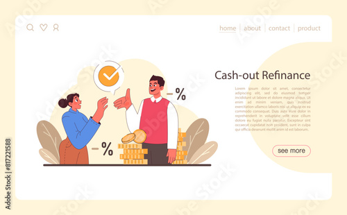 Refinance process web or landing. Loan rate reduction to lender