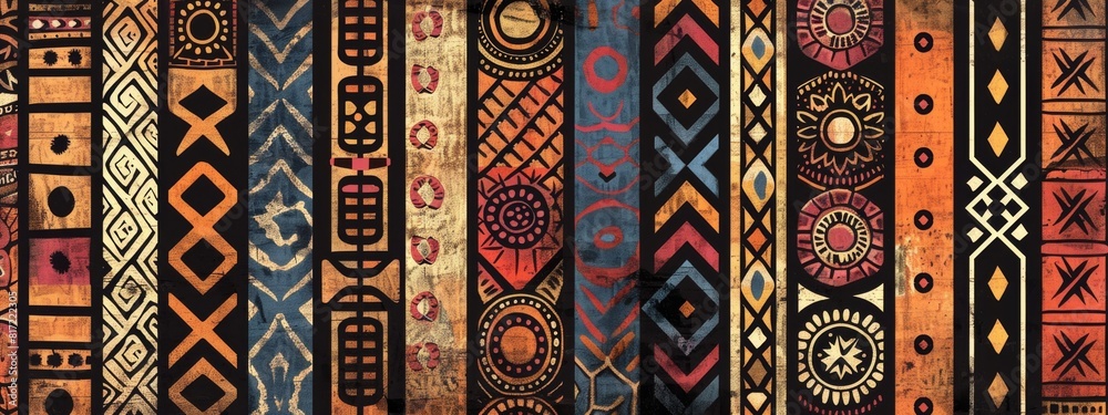 A cultural, tribal background with traditional patterns and earthy colors. A cultural, tribal background with traditional patterns and earthy colors.