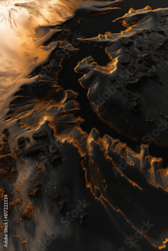 Aerial view of a landscape resembling pollution