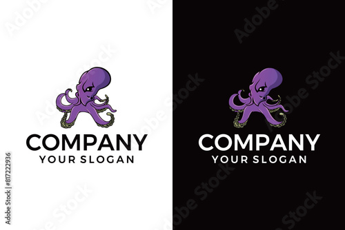 Furious octopus sport vector logo concept isolated on white background. Modern professional team badge design.
Premium quality wild cephalopod mollusk t-shirt tee print illustration.