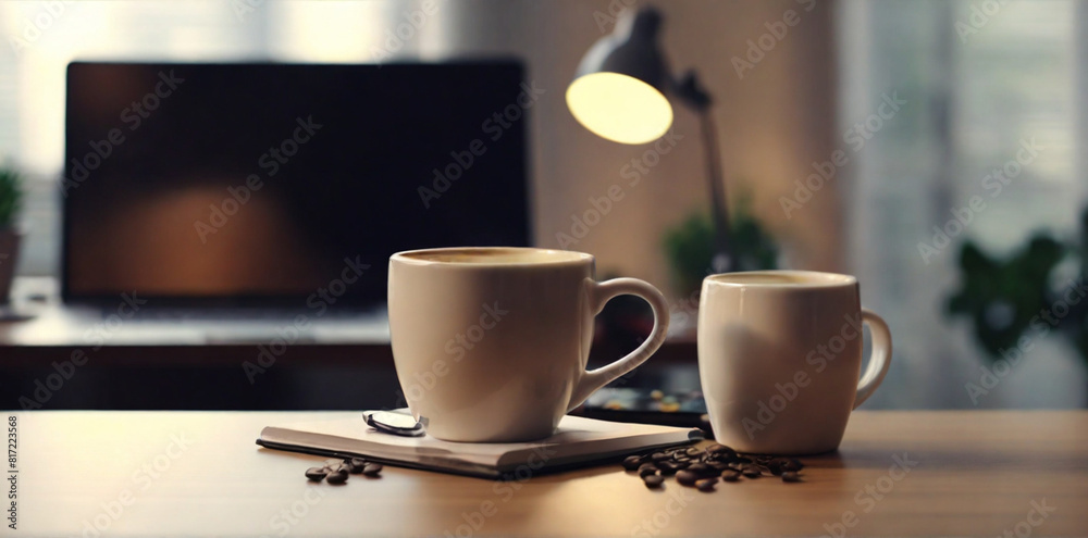 a home office complete with a coffee mug. a home office complete with a coffee mug.