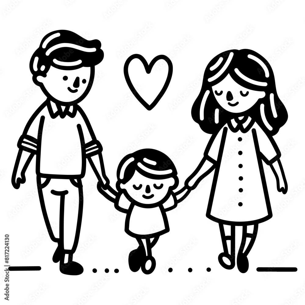 Family Tree and Portrait for Mother, Father, Son, and Daughter Family Tree and Portrait for Mother, Father, Son, and Daughter