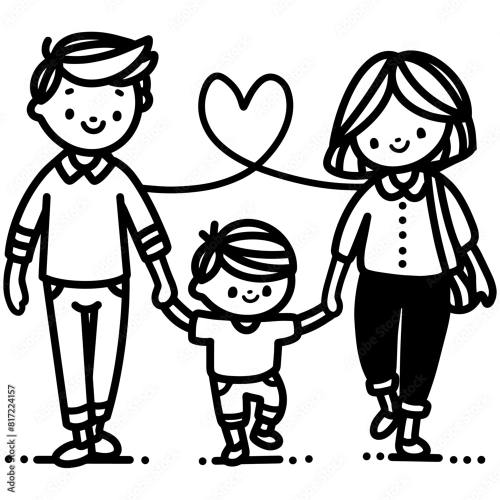 Family Tree and Portrait for Mother, Father, Son, and Daughter Family Tree and Portrait for Mother, Father, Son, and Daughter