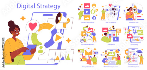 Digital Strategy. Flat Vector Illustration