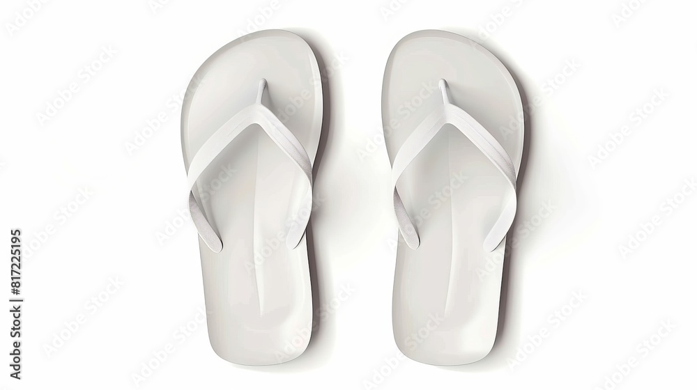 Realistic 3D vector illustration of white blank flip flop set, suitable for advertisement, logo print, and mockup purposes. Realistic 3D vector illustration of white blank flip flop set, suitable for advertisement, logo print, and mockup purposes.