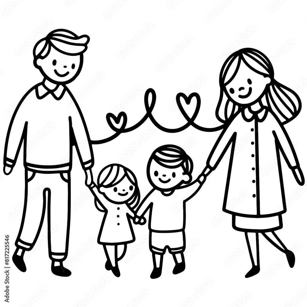 Family Tree and Portrait for Mother, Father, Son, and Daughter Family Tree and Portrait for Mother, Father, Son, and Daughter