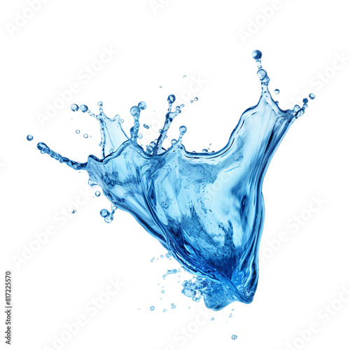 Blue water splash isolated on white, liquid drop