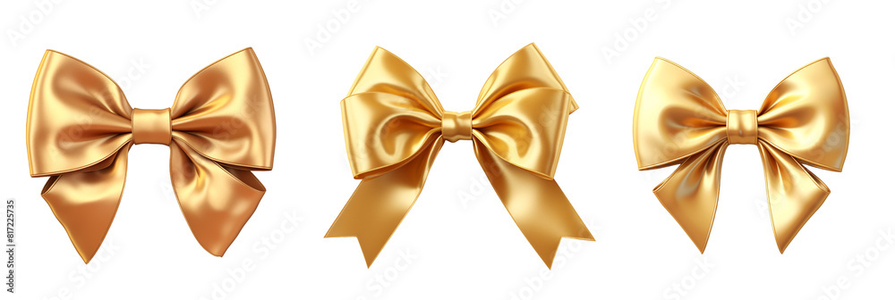 set of golden bows isolated on transparent set of golden bows isolated on transparent