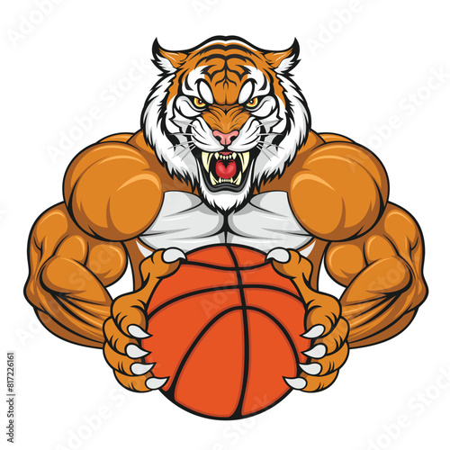 tiger basketball mascot vector illustration design