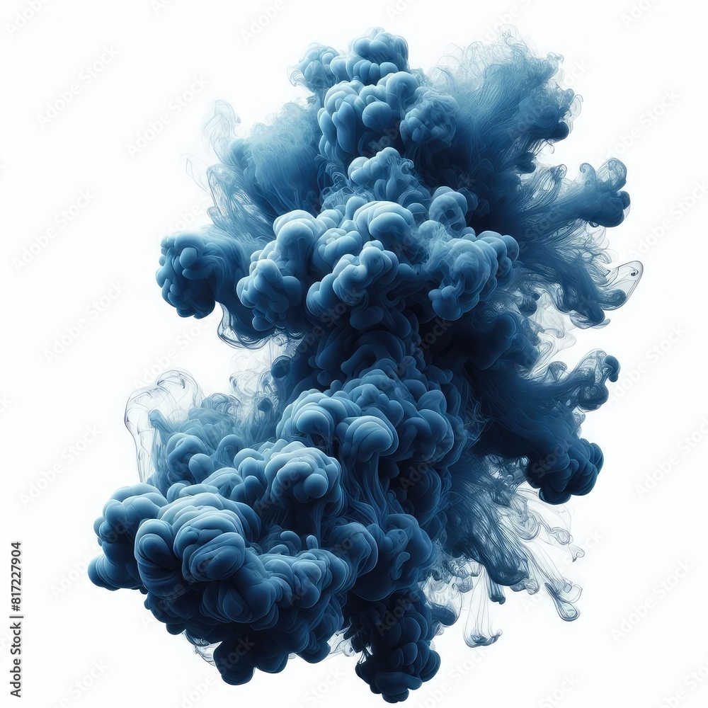 Blue smoke isolated on a white background 