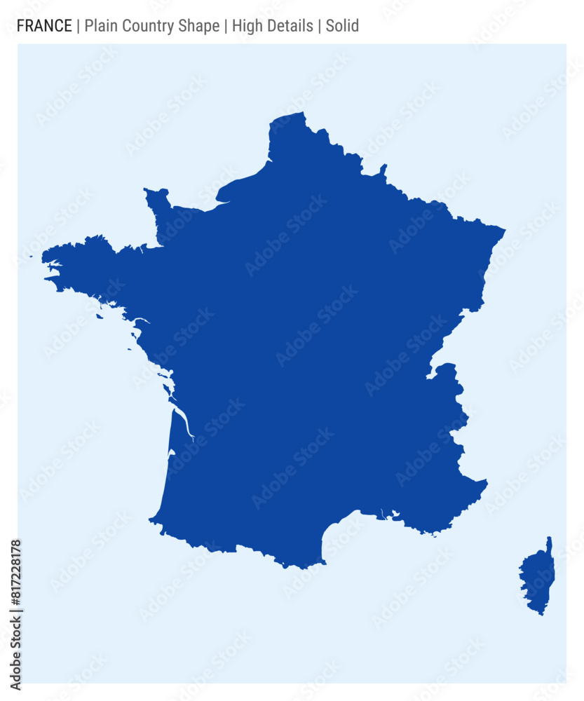 Obraz premium France plain country map. High details. Solid style. Shape of France. Vector illustration.