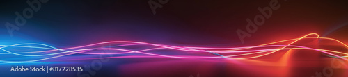 3d render, abstract minimalist background,glowing neon. Abstract light trails in blue, pink, and red on a dark background.Futuristic and technology concept for design. Banner design with copy space.