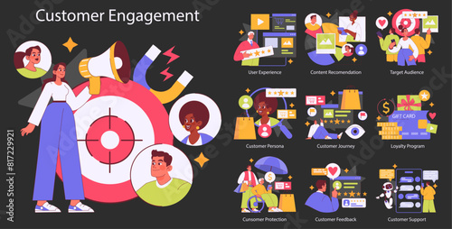Customer Engagement. Flat Vector Illustration