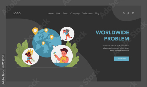 Global child labor issue. Flat vector illustration