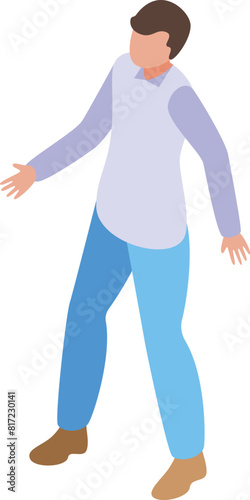 Modern isometric vector illustration of a casual man walking in urban lifestyle attire
