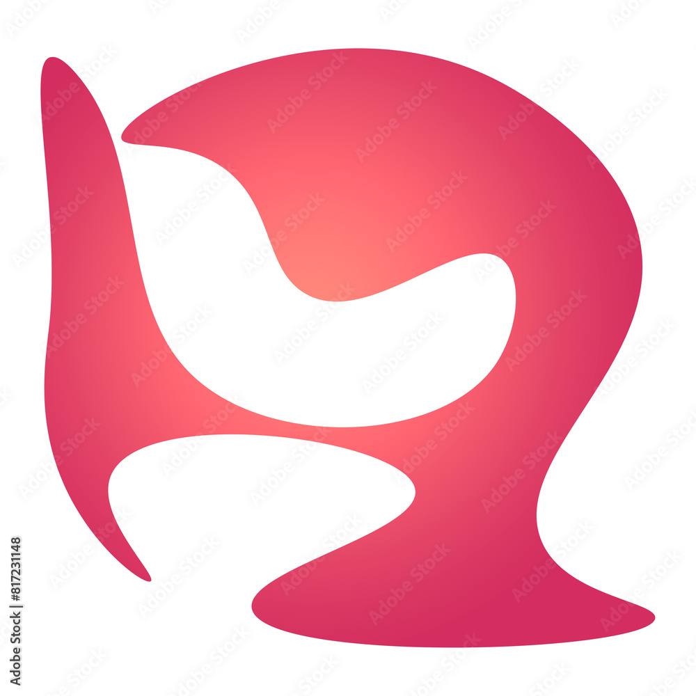 Obraz premium Ilustração abstrata em formato de curvas. Cores vermelho e rosa. Fundo transparente