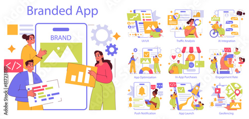 Branded App. Flat Vector Illustration