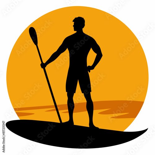 The man on the Sup board vector illustration