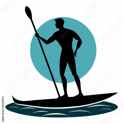 The man on the Sup board vector illustration
