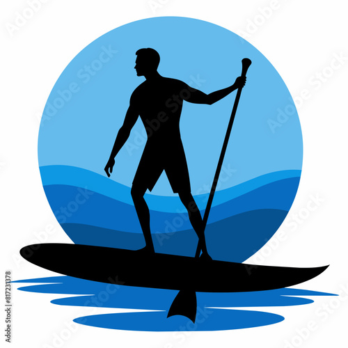 The man on the Sup board vector illustration