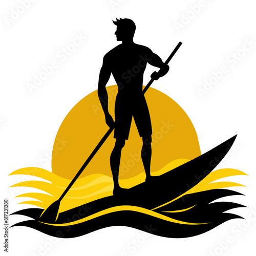 The man on the Sup board vector illustration
