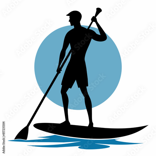 The man on the Sup board vector illustration