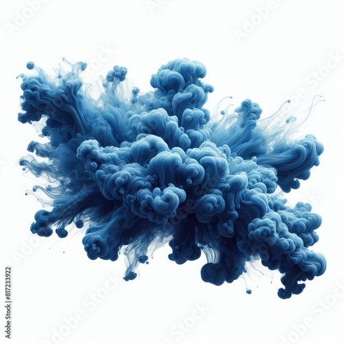 Blue smoke isolated on a white background 