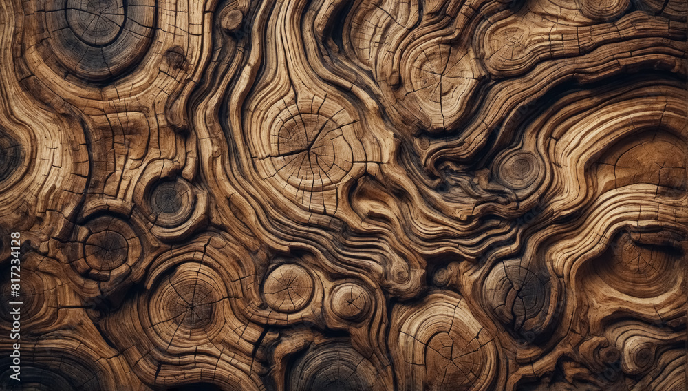 Abstract pattern of tree rings and lines on tree cuts