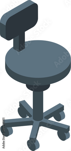 3d isometric illustration of a modern swivel office chair, isolated on a white backdrop