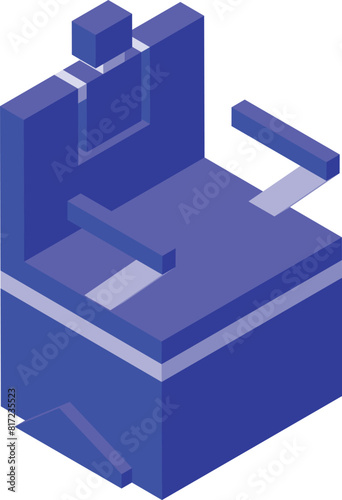 Vector graphic of a modern isometric office chair in a vibrant blue color