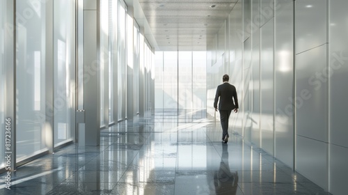 Business man walking in the office corridor, Realistic © haizah